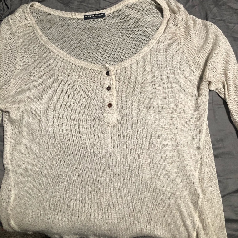 See-through off shoulder sweater
